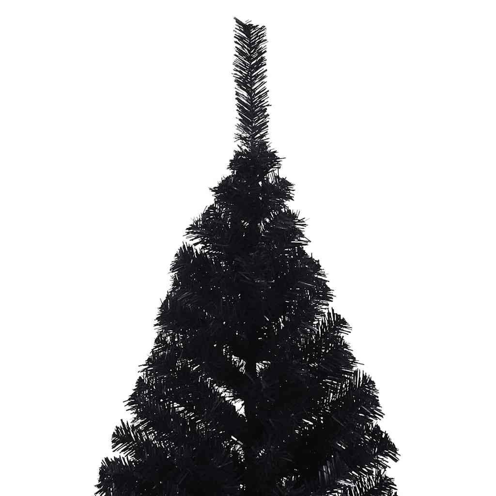 vidaXL Künstlicher Halb-Weihnachtsbaum mit Ständer Schwarz 210 cm PVC
