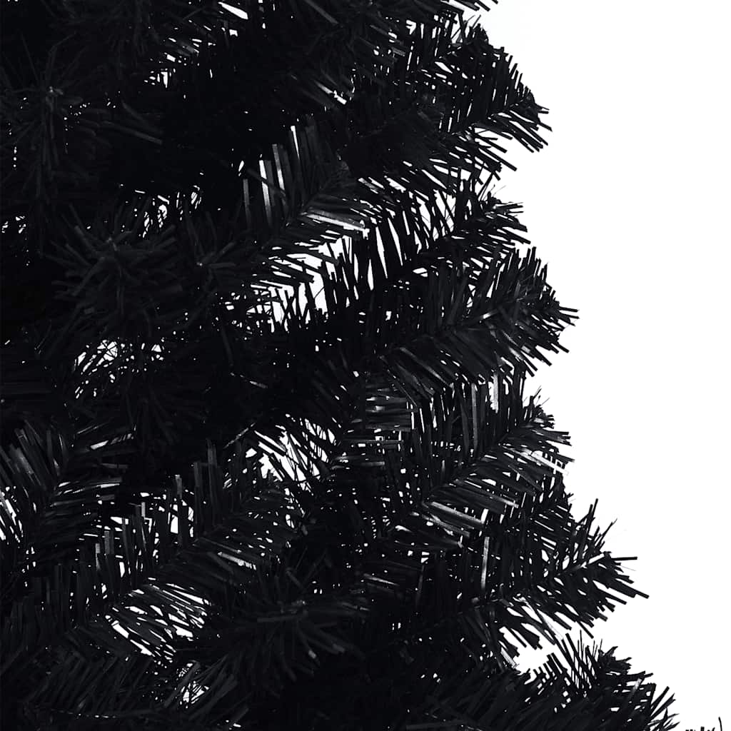 vidaXL Künstlicher Halb-Weihnachtsbaum mit Ständer Schwarz 210 cm PVC