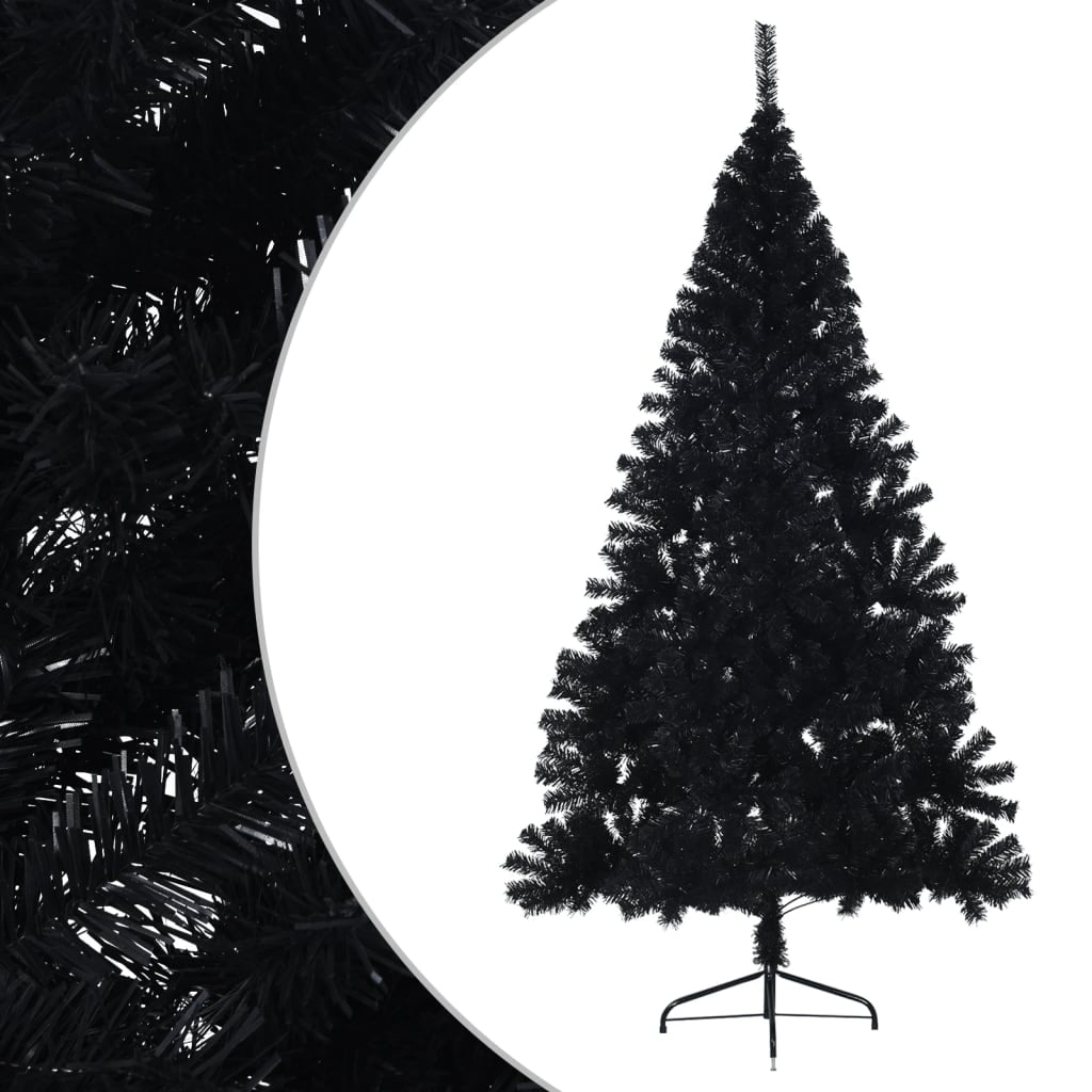 vidaXL Künstlicher Halb-Weihnachtsbaum mit Ständer Schwarz 240 cm PVC
