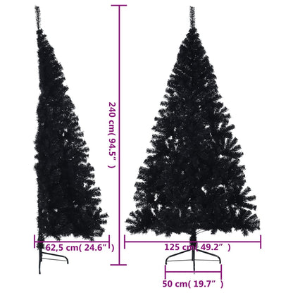 vidaXL Künstlicher Halb-Weihnachtsbaum mit Ständer Schwarz 240 cm PVC