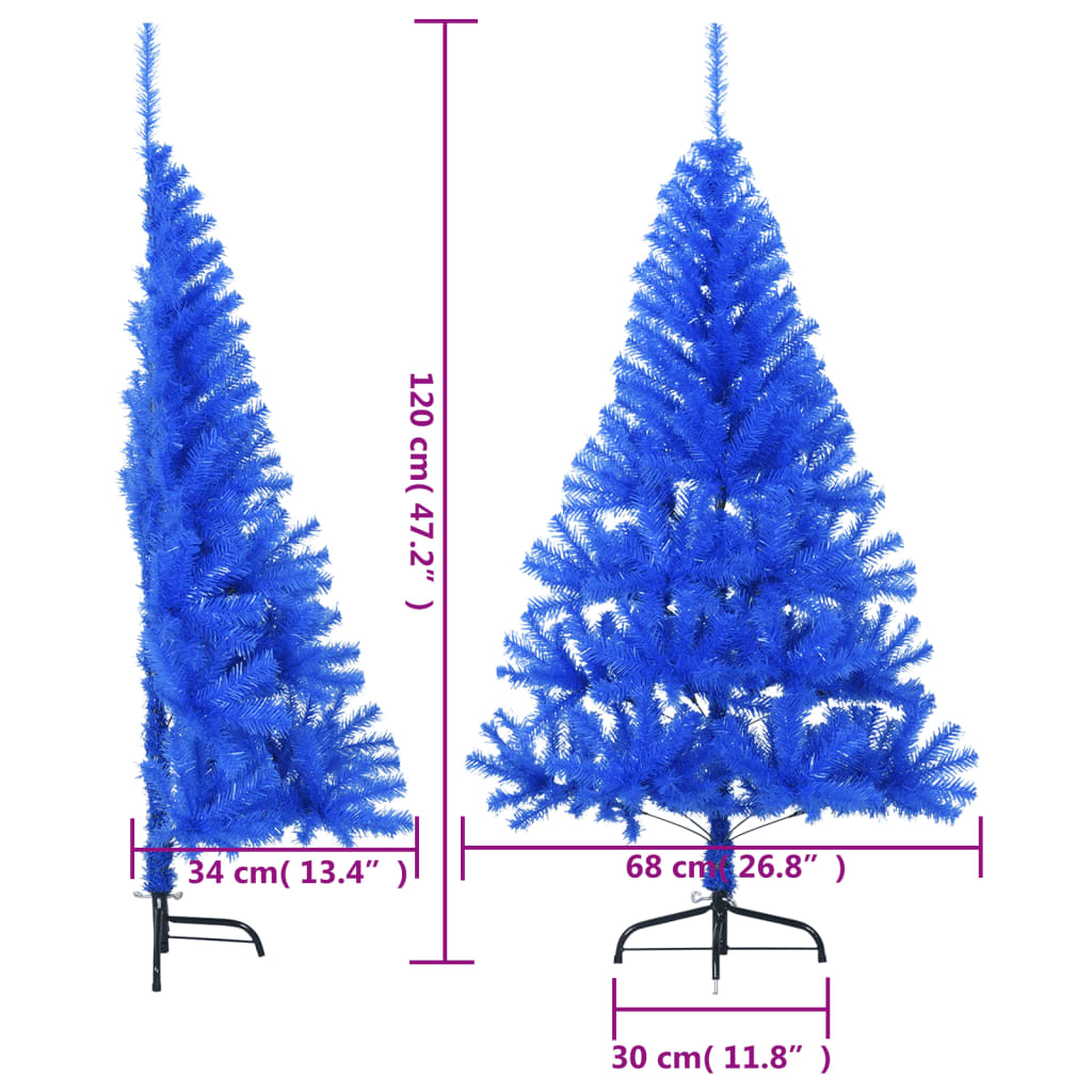 vidaXL Künstlicher Halb-Weihnachtsbaum mit Ständer Blau 120 cm PVC