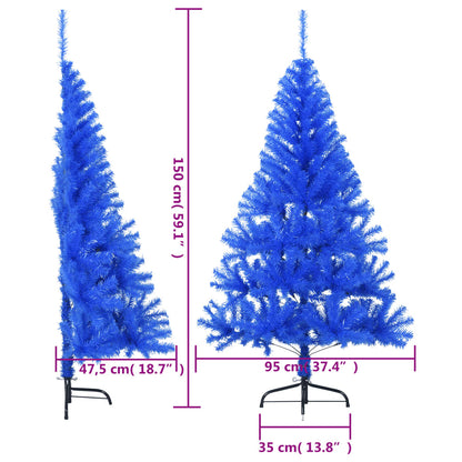 vidaXL Künstlicher Halb-Weihnachtsbaum mit Ständer Blau 150 cm PVC