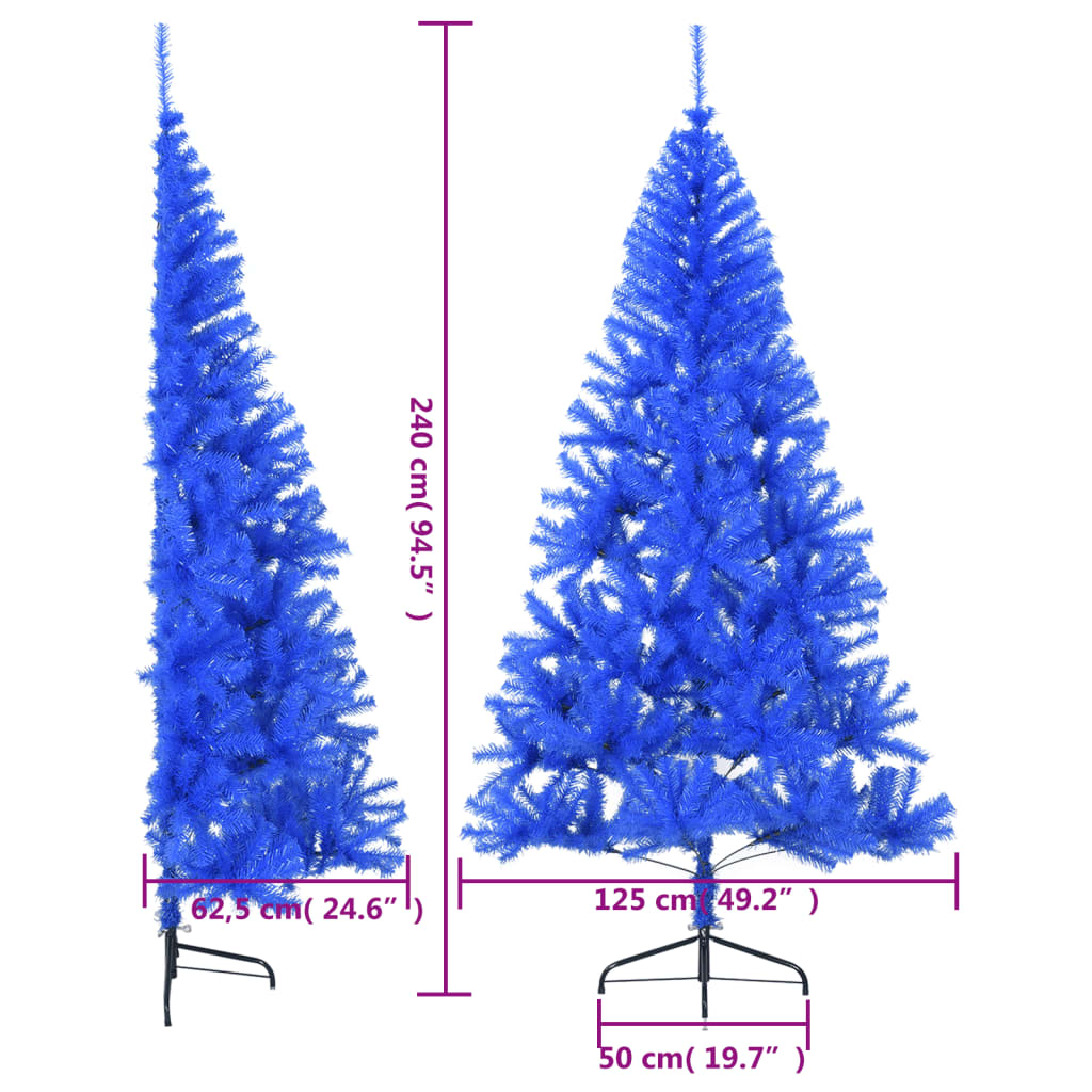 vidaXL Künstlicher Halb-Weihnachtsbaum mit Ständer Blau 240 cm PVC