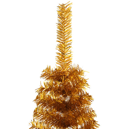 vidaXL Künstlicher Halb-Weihnachtsbaum mit Ständer Gold 150 cm PET
