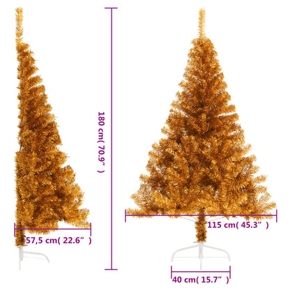 vidaXL Künstlicher Halb-Weihnachtsbaum mit Ständer Gold 180 cm PET