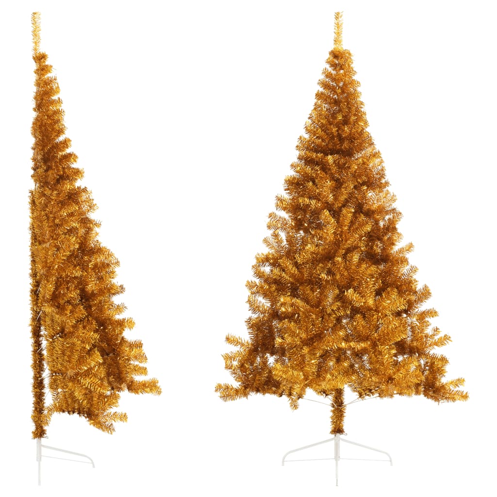 vidaXL Künstlicher Halb-Weihnachtsbaum mit Ständer Gold 210 cm PET