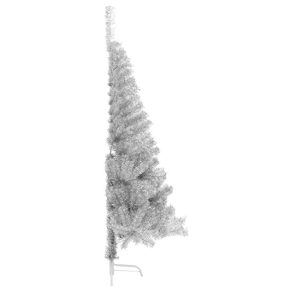 vidaXL Künstlicher Halb-Weihnachtsbaum mit Ständer Silber 150 cm PET