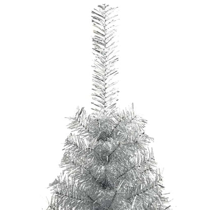 vidaXL Künstlicher Halb-Weihnachtsbaum mit Ständer Silber 150 cm PET