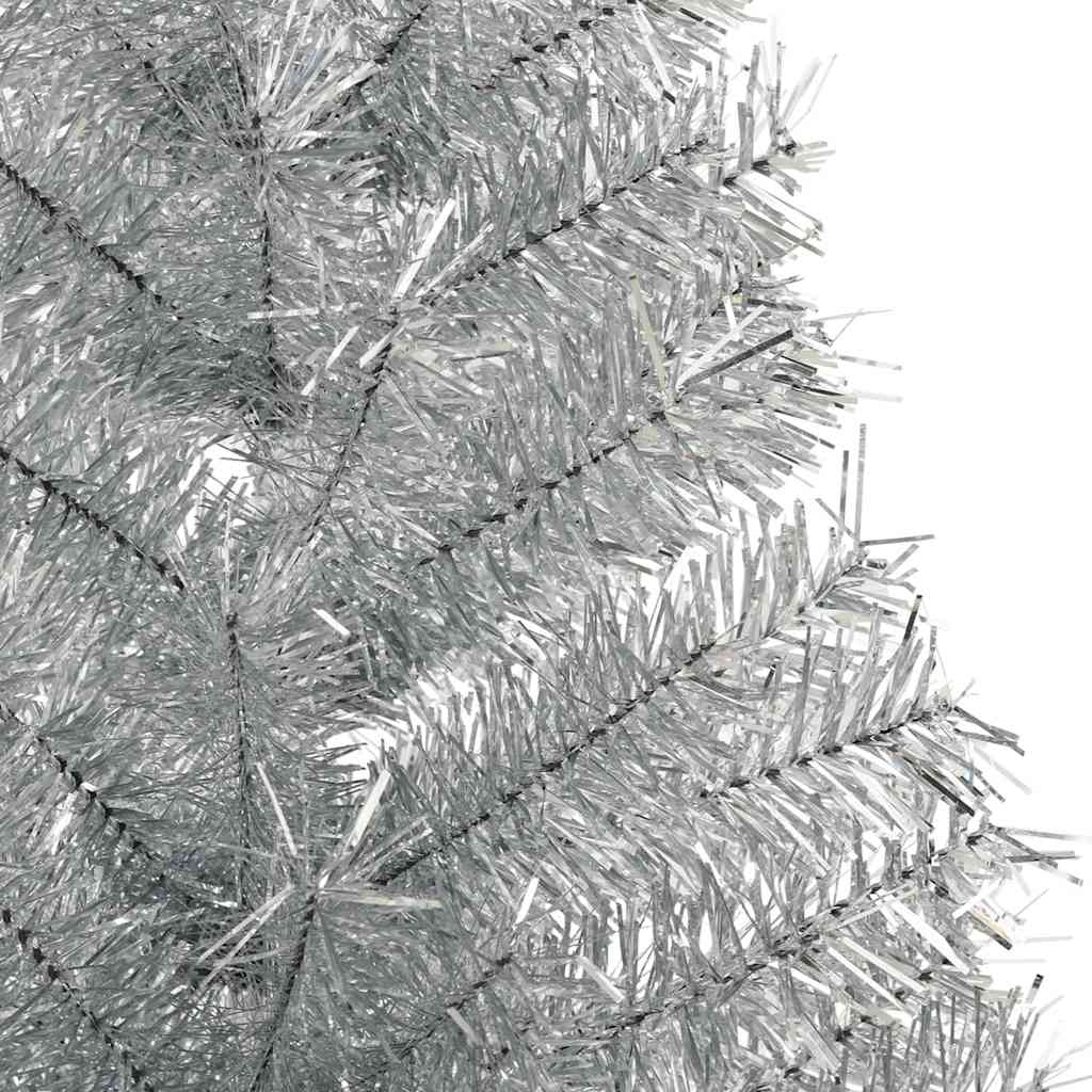 vidaXL Künstlicher Halb-Weihnachtsbaum mit Ständer Silber 150 cm PET