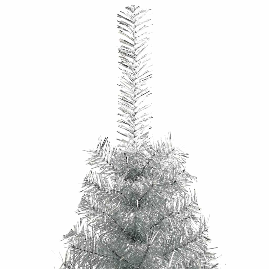 vidaXL Künstlicher Halb-Weihnachtsbaum mit Ständer Silber 180 cm PET