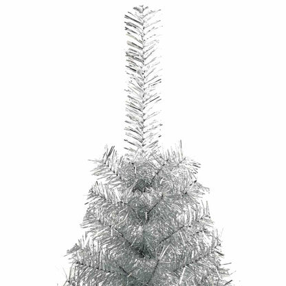 vidaXL Künstlicher Halb-Weihnachtsbaum mit Ständer Silber 180 cm PET