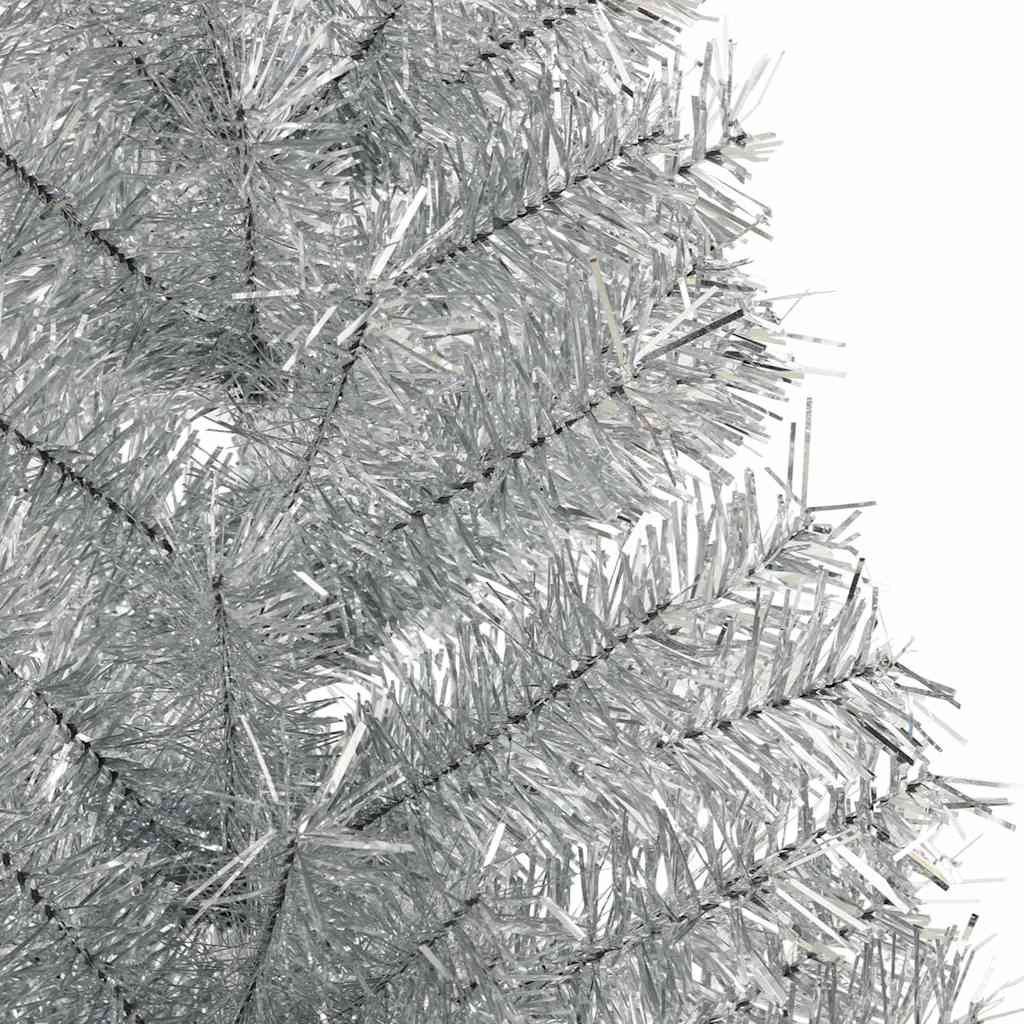 vidaXL Künstlicher Halb-Weihnachtsbaum mit Ständer Silber 180 cm PET