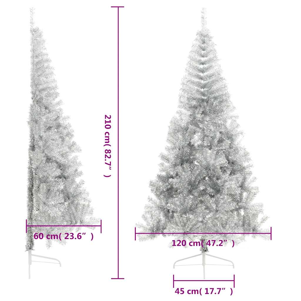 vidaXL Künstlicher Weihnachtsbaum mit Ständer Silber 210 cm PET