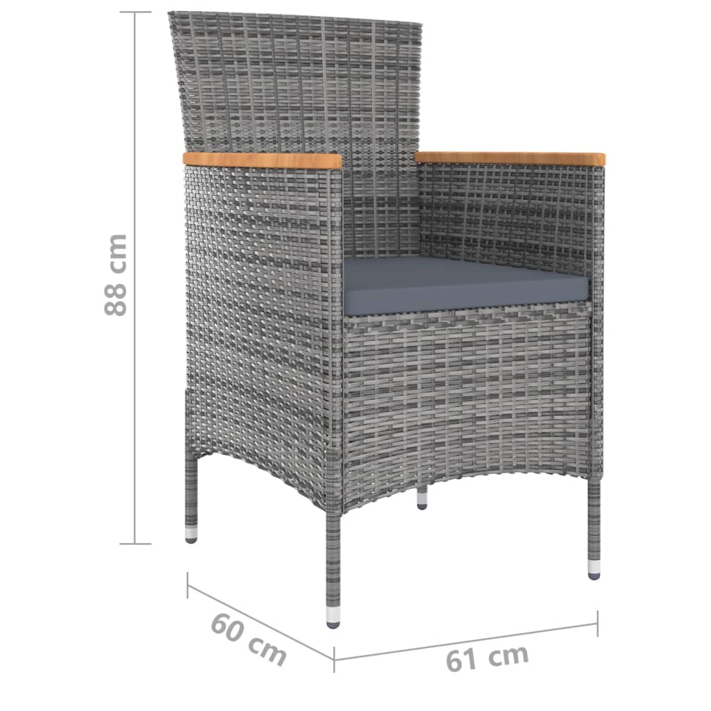 vidaXL Ensemble de salle à manger de jardin 9 pièces avec coussins Gris