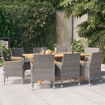 vidaXL Ensemble de salle à manger de jardin 9 pièces avec coussins Gris