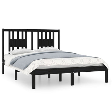 vidaXL Massivholzbett Schwarz Kiefer 140x190 cm