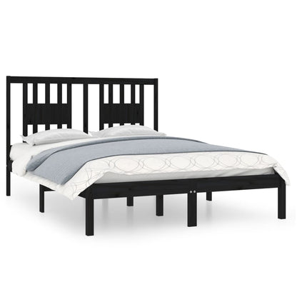 vidaXL Massivholzbett Schwarz Kiefer 140x190 cm