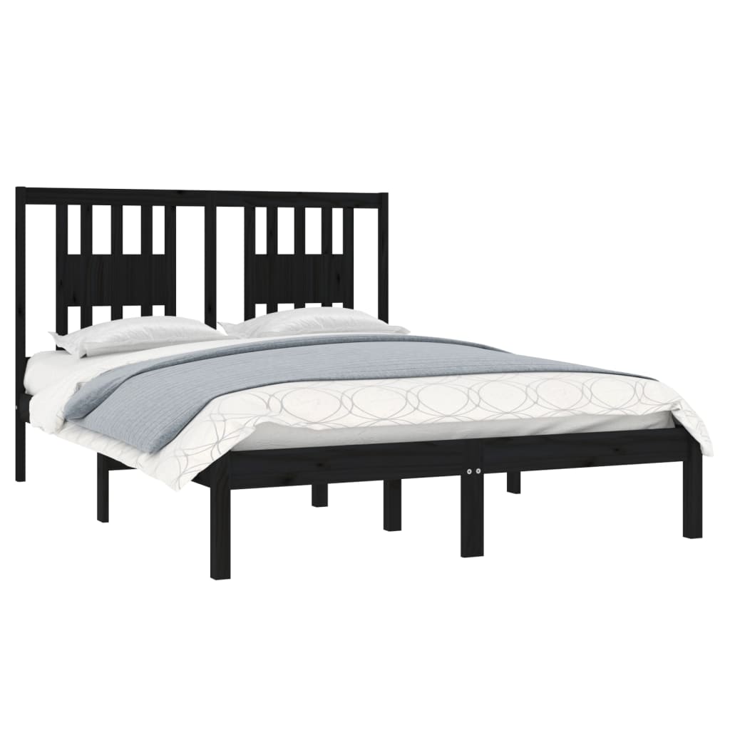 vidaXL Massivholzbett Schwarz Kiefer 140x190 cm