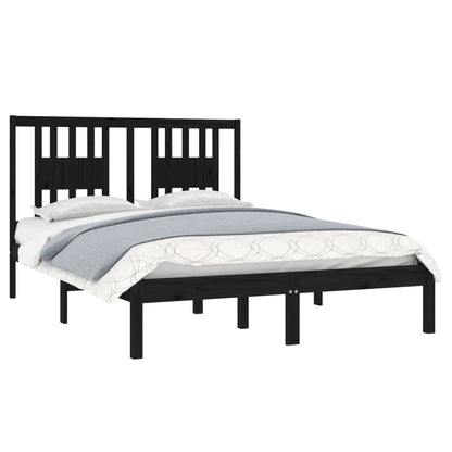 vidaXL Massivholzbett Schwarz Kiefer 140x190 cm