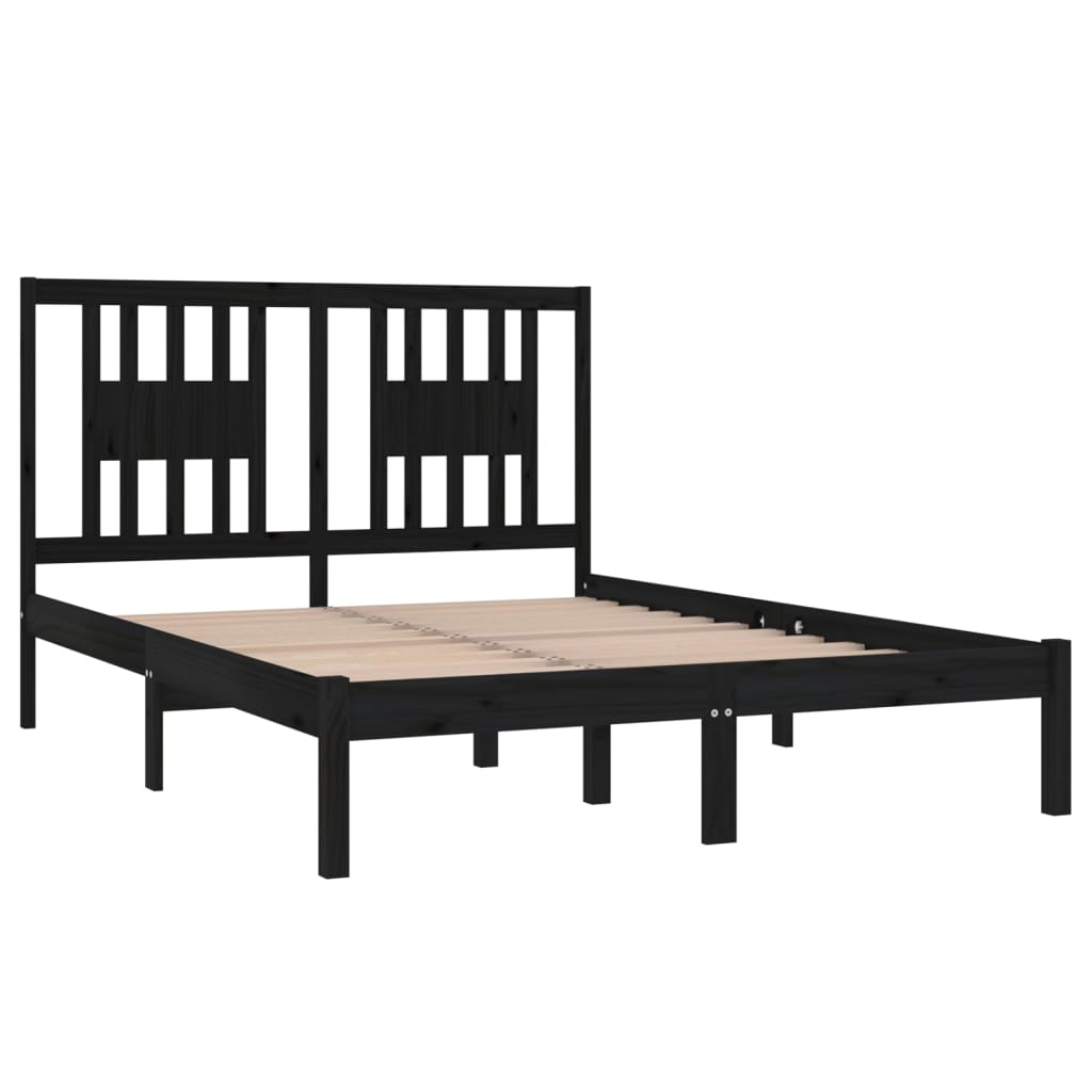 vidaXL Massivholzbett Schwarz Kiefer 140x190 cm