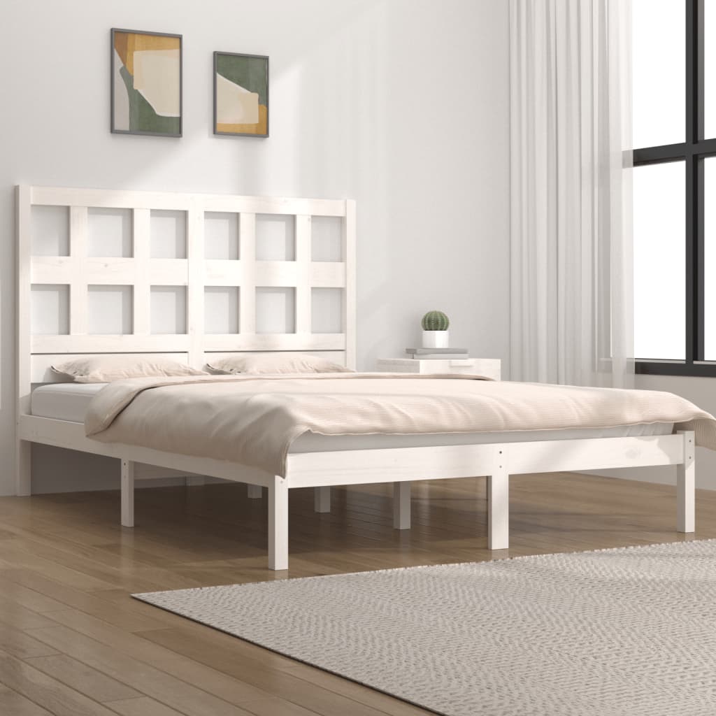 vidaXL Lit en bois massif sans matelas Blanc 135x190 cm Bois de pin