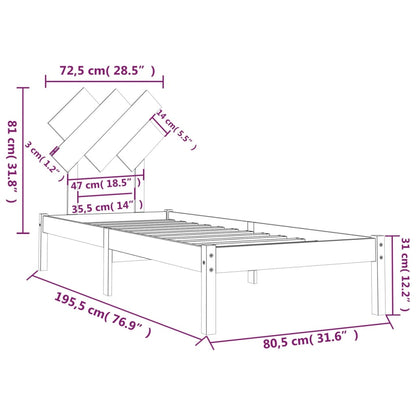 vidaXL Massivholzbett 75x190 cm