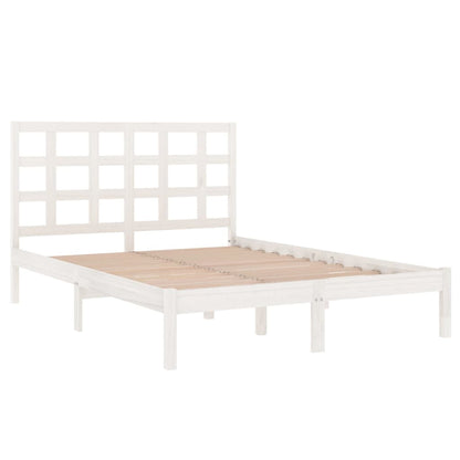 vidaXL Lit en bois massif blanc 135x190 cm