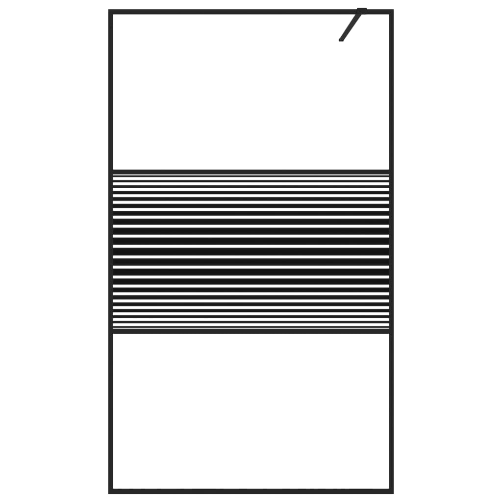 Duschwand für Begehbare Dusche Schwarz 115x195 cm ESG-Glas Klar