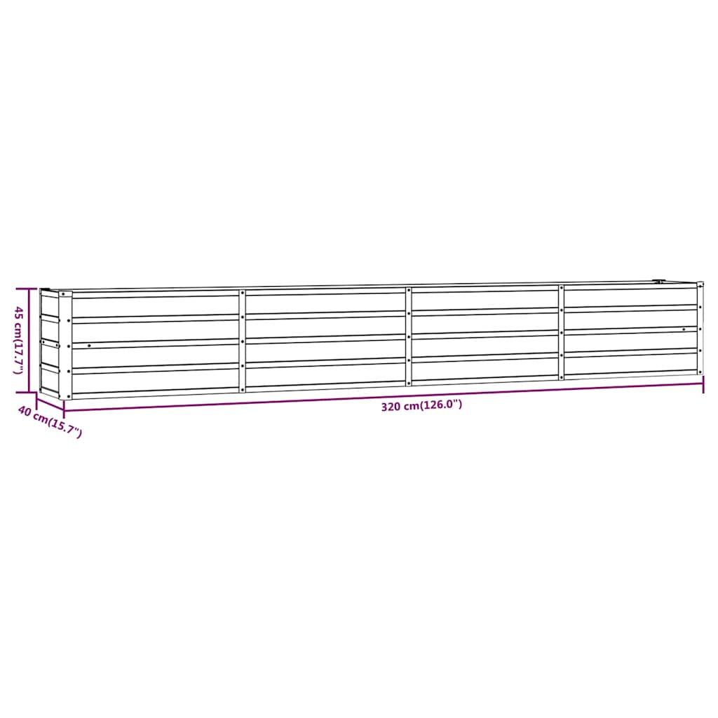 vidaXL Carré potager rouillé 320x40x45 cm acier Corten