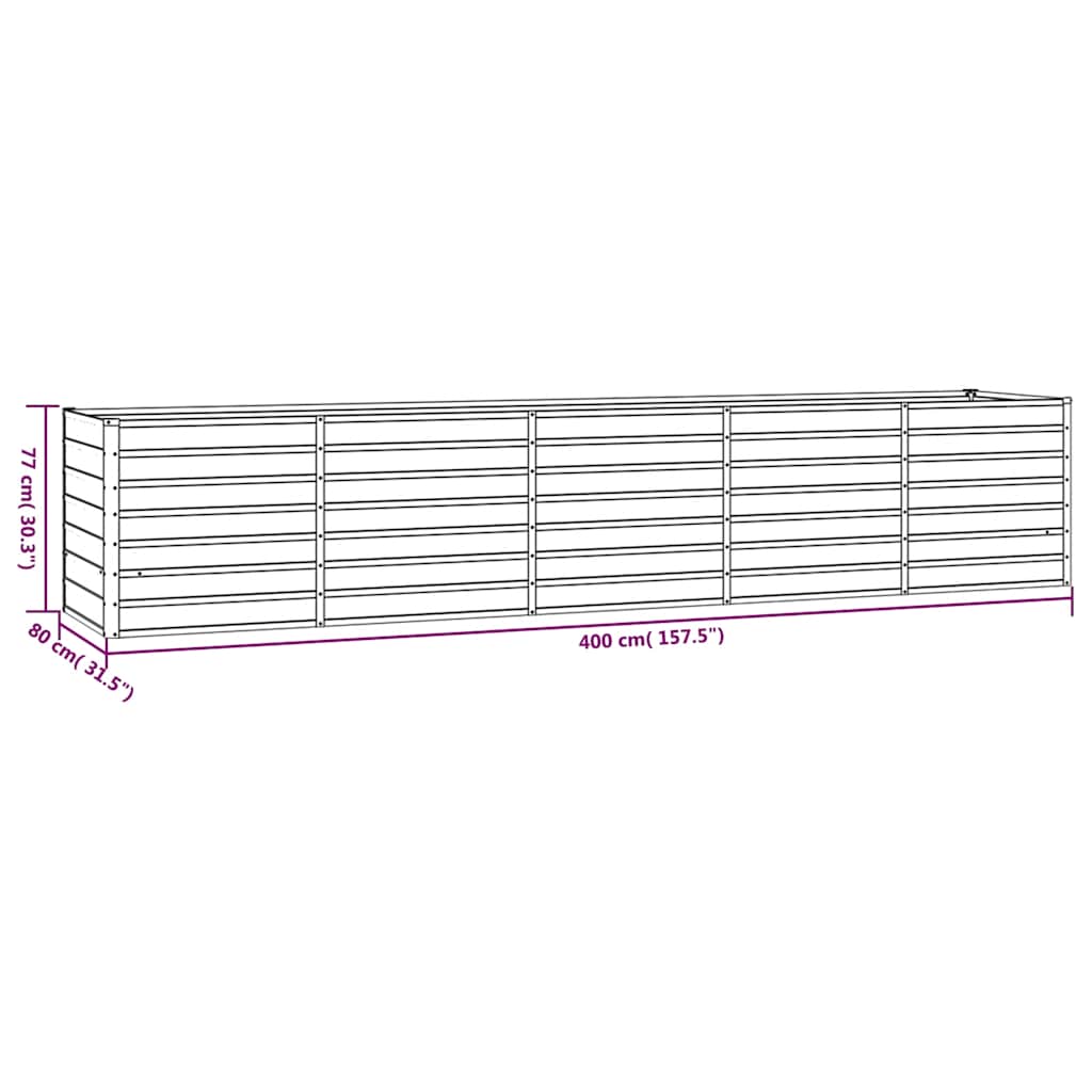 vidaXL Carré potager rouillé 400x80x77 cm Acier Corten