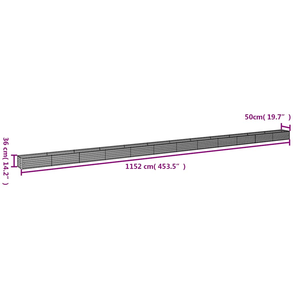 vidaXL Hochbeet 1152x50x36 cm Cortenstahl