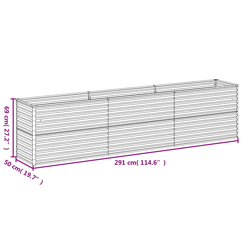 vidaXL Garten-Hochbeet 291 x 50 x 69 cm Cortenstahl