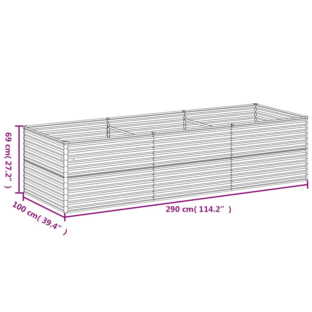 vidaXL Jardinière surélevée 290x100x69 cm Acier Corten