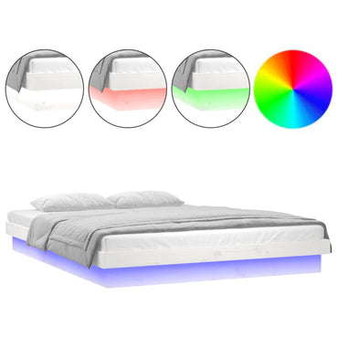 vidaXL Lit en bois massif avec LED Blanc 200x200 cm