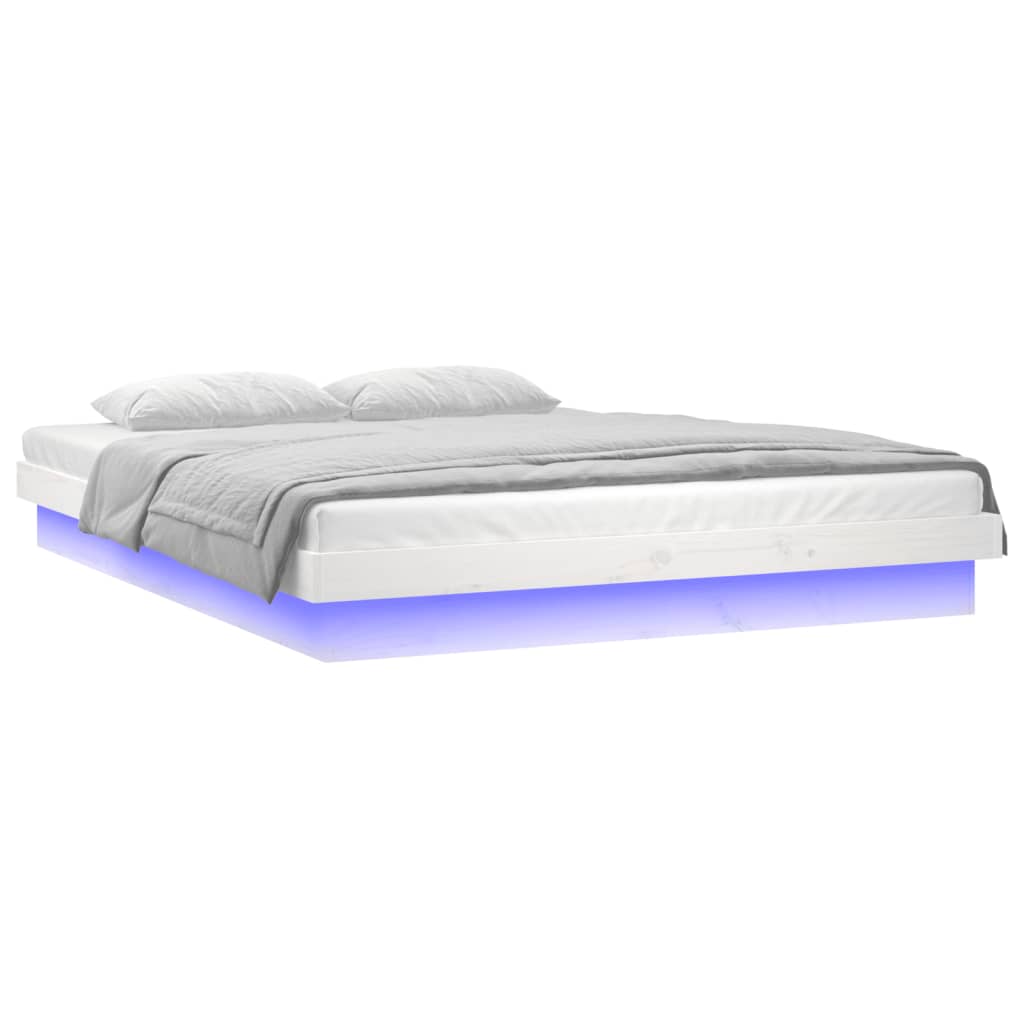 vidaXL Lit en bois massif avec LED Blanc 200x200 cm