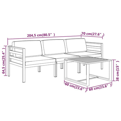vidaXL Salon de jardin 4 pcs avec coussins aluminium anthracite
