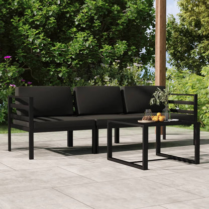 vidaXL Salon de jardin 4 pcs avec coussins aluminium anthracite