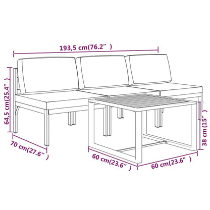 vidaXL Salon de jardin 4 pcs avec coussins aluminium anthracite