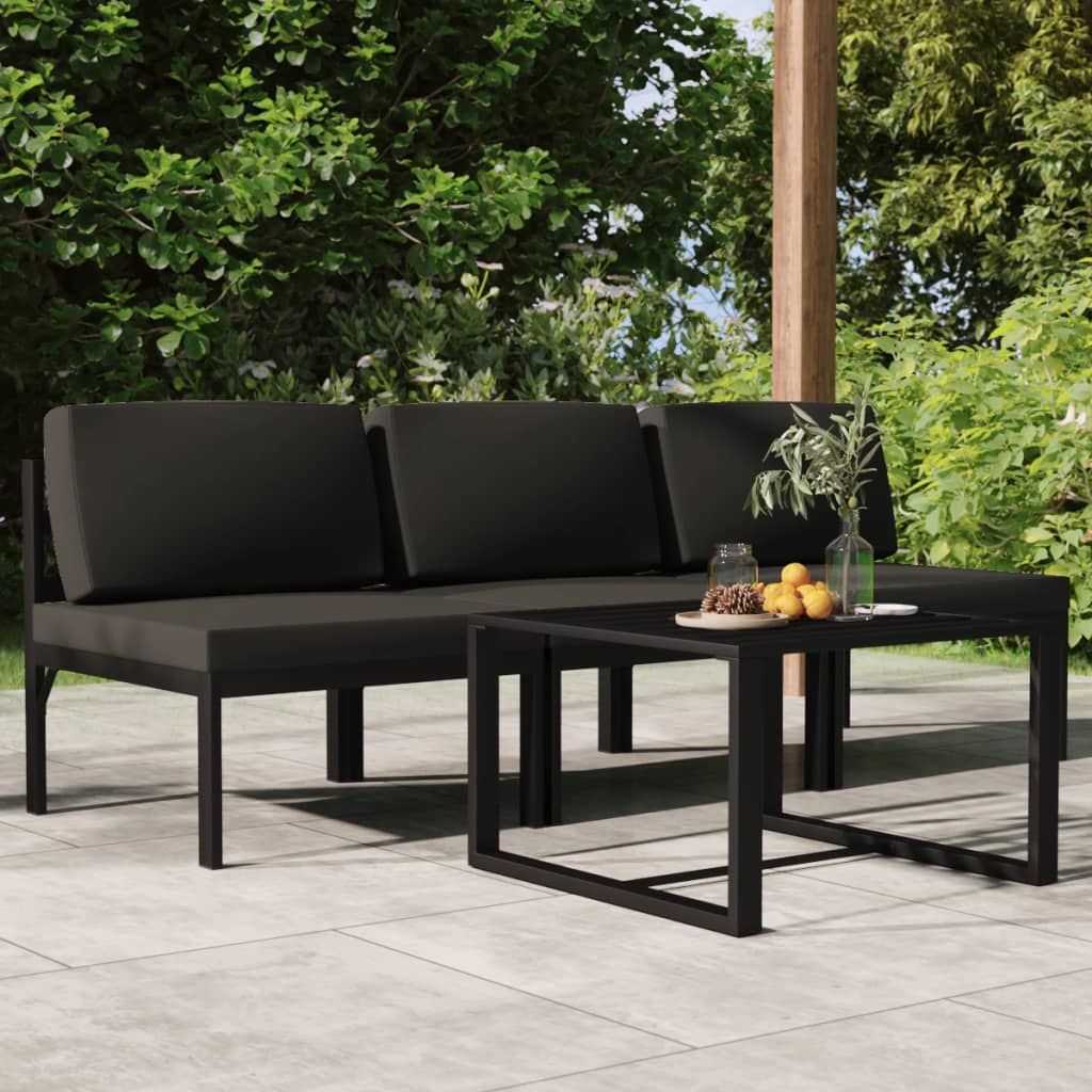 vidaXL Salon de jardin 4 pcs avec coussins aluminium anthracite