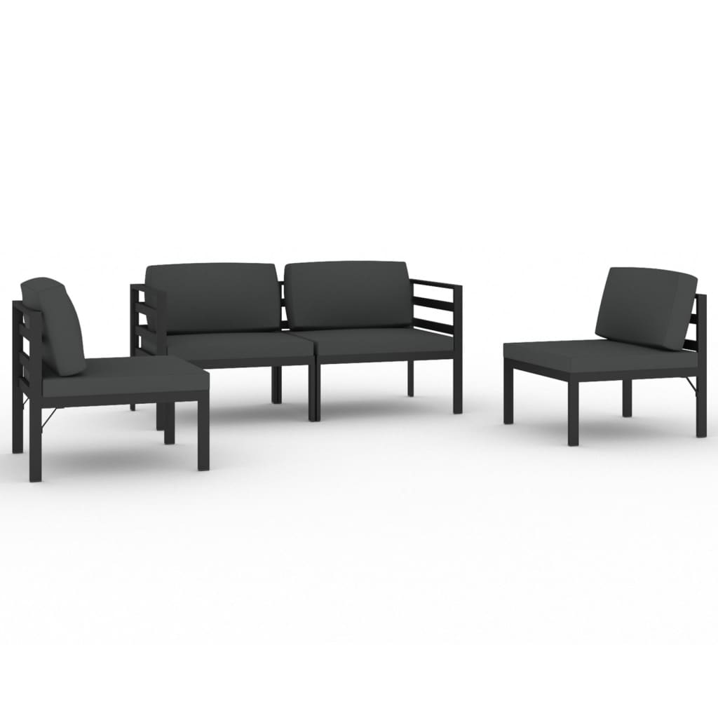 vidaXL Salon de jardin 4 pcs avec coussins aluminium anthracite