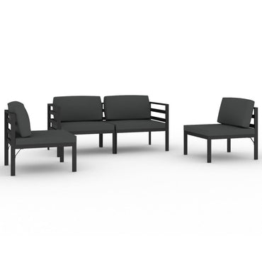 vidaXL Salon de jardin 4 pcs avec coussins aluminium anthracite