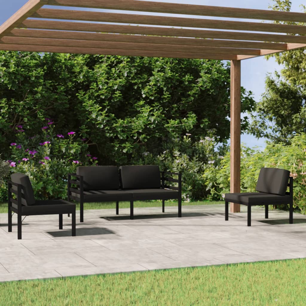 vidaXL Salon de jardin 4 pcs avec coussins aluminium anthracite
