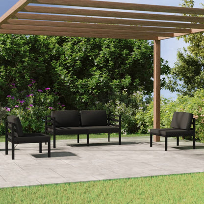 vidaXL Salon de jardin 4 pcs avec coussins aluminium anthracite