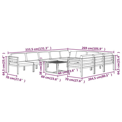 vidaXL 11-tlg. Garten-Lounge-Set mit Kissen Aluminium Anthrazit