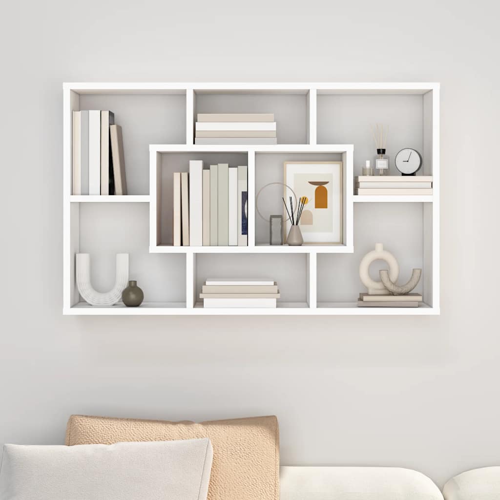 vidaXL Wandregal Hochglanz-Weiß 85x16x52,5 cm Holzwerkstoff