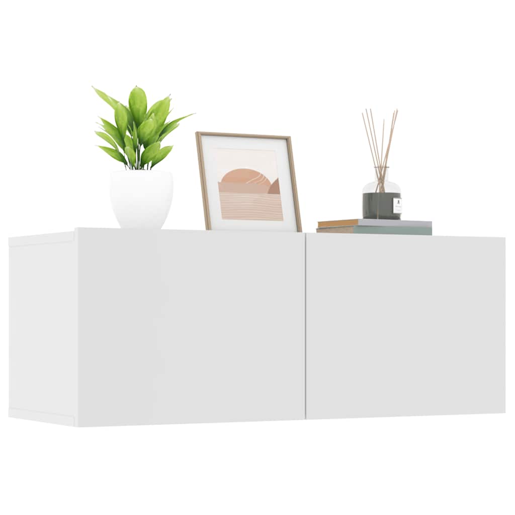 vidaXL Meubles TV 2 pcs Blanc 80x30x30 cm Bois d'ingénierie