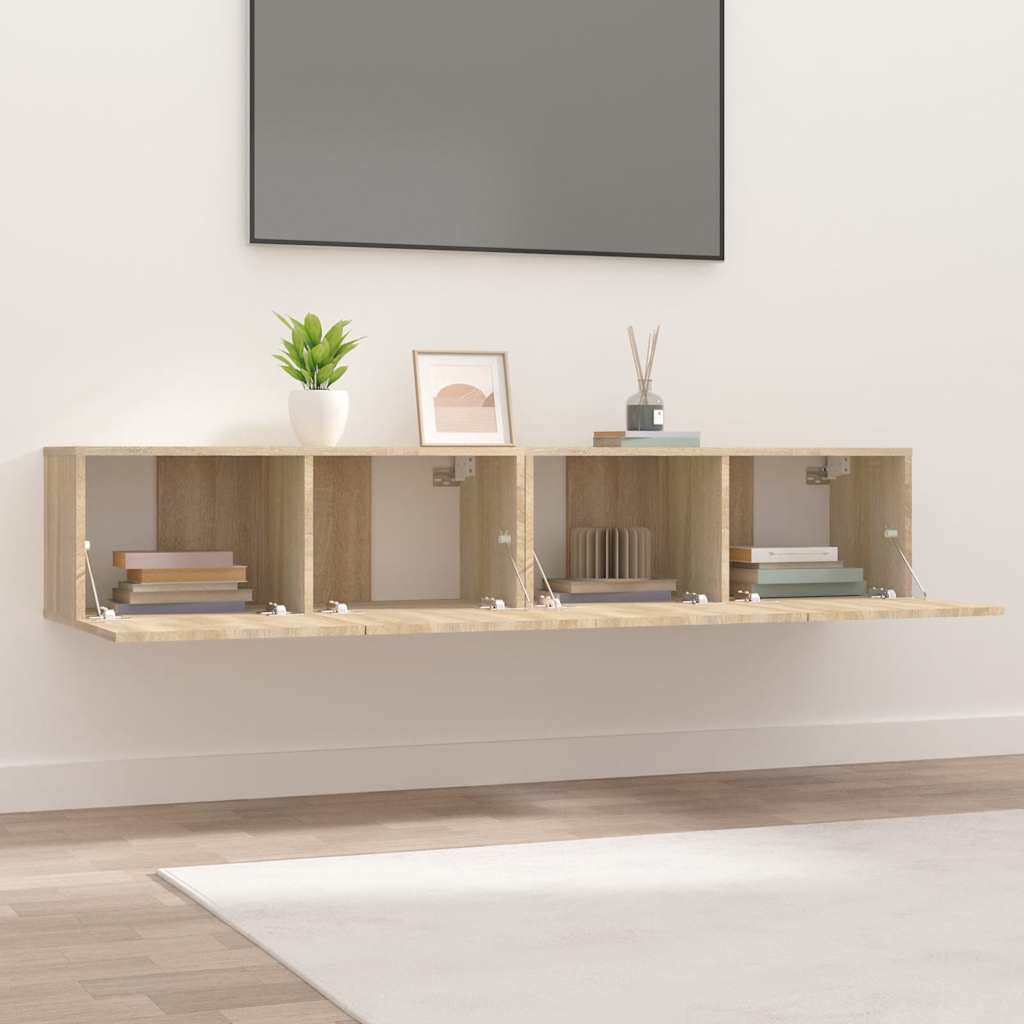 vidaXL Meubles TV 2 pcs Chêne Sonoma 80x30x30 cm Bois d'ingénierie