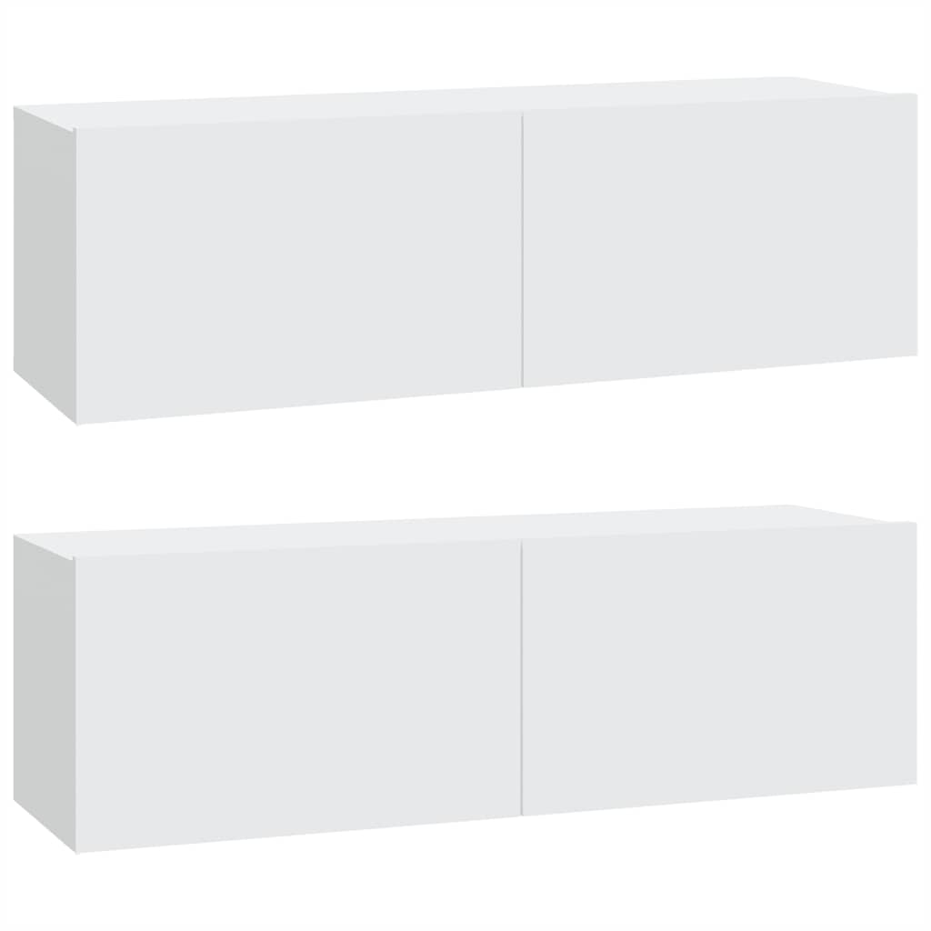 vidaXL Meubles TV muraux 2 pcs Blanc 100x30x30 cm Aggloméré
