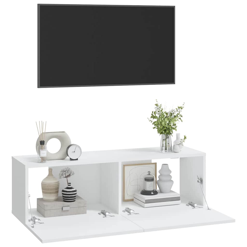 vidaXL Meubles TV muraux 2 pcs Blanc 100x30x30 cm Aggloméré