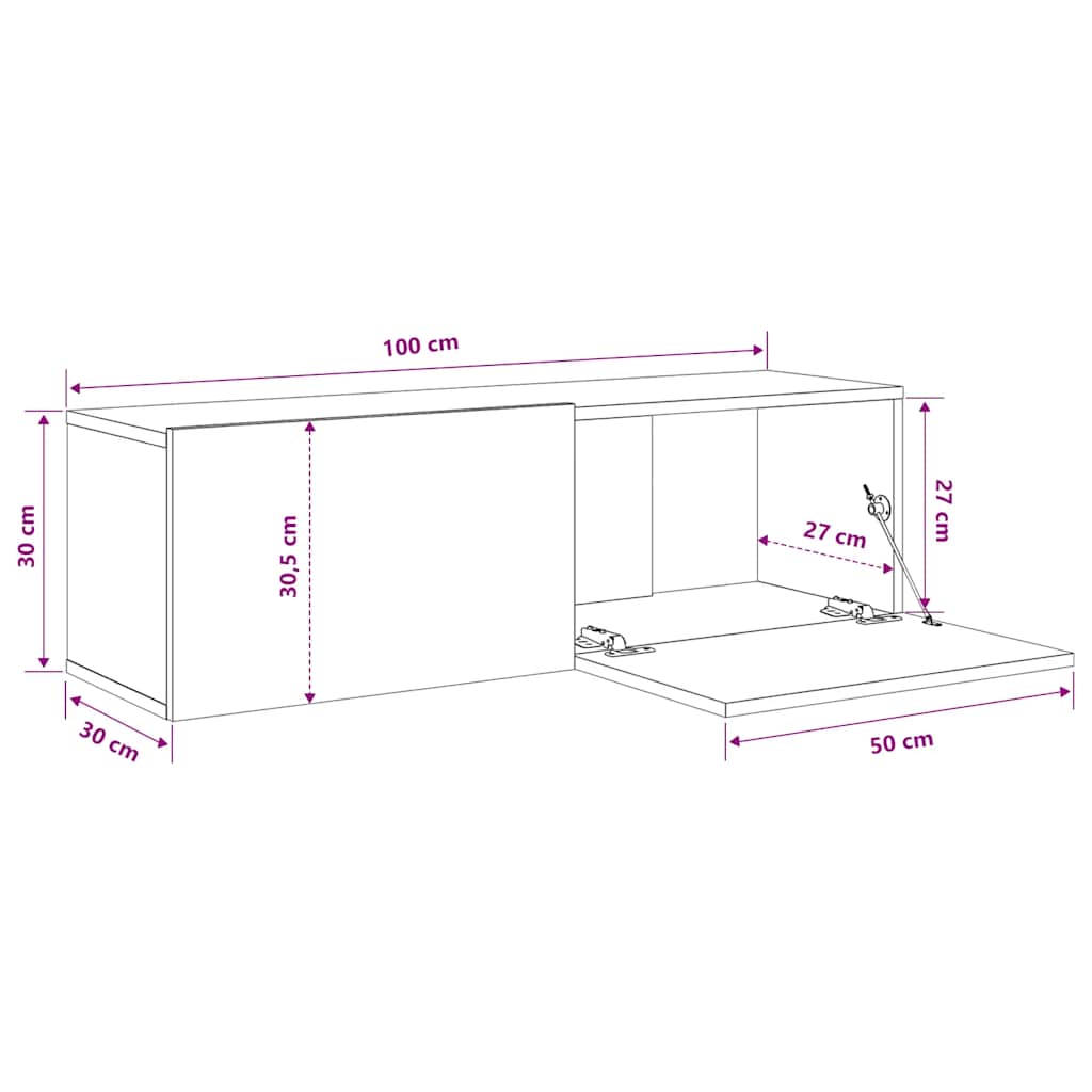 vidaXL TV-Wandschränke 2 Stk. Sonoma-Eiche 100x30x30 cm Holzwerkstoff